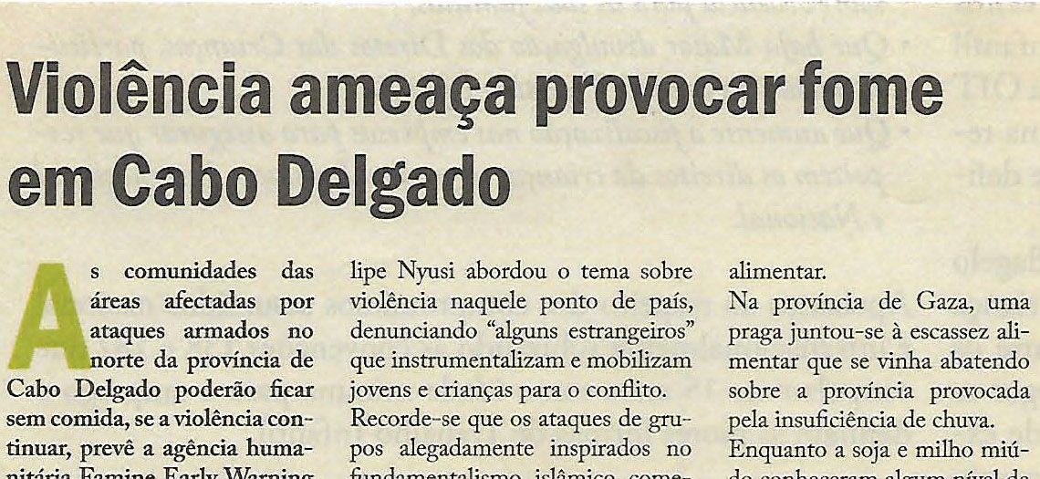 Violência ameaça provocar fome em Cabo Delgado – 05 de Outubro de 2018