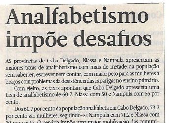 Analfabetismo impõe desafios – 18 de Agosto de 2018