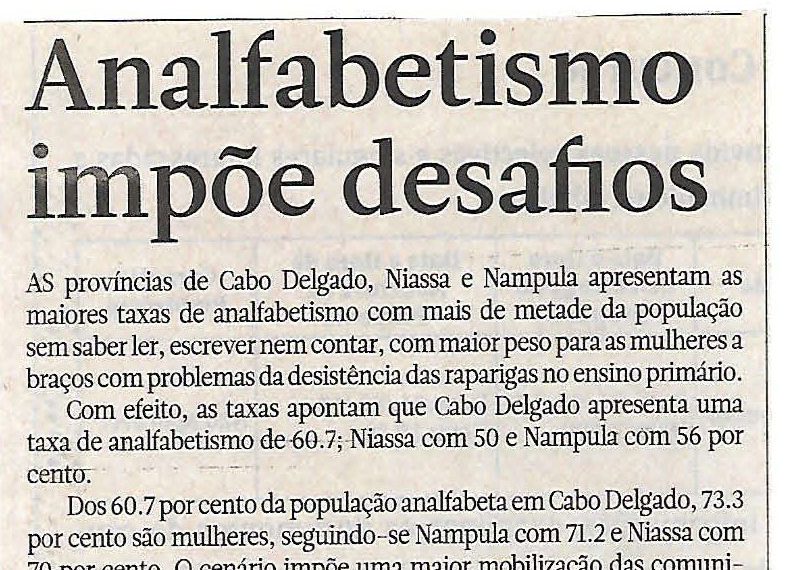 Analfabetismo impõe desafios – 18 de Agosto de 2018