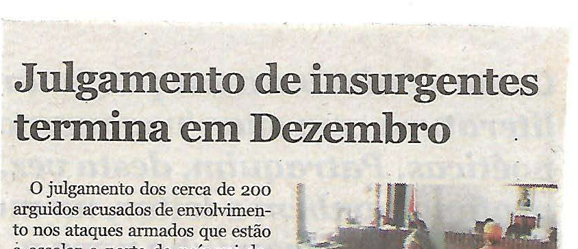 Julgamento de insurgentes termina em Dezembro – 20 de Novembro de 2018