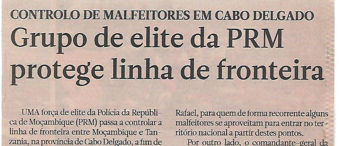 Grupo de elite da PRM protege linha de fronteira – 13 de Março de 2019