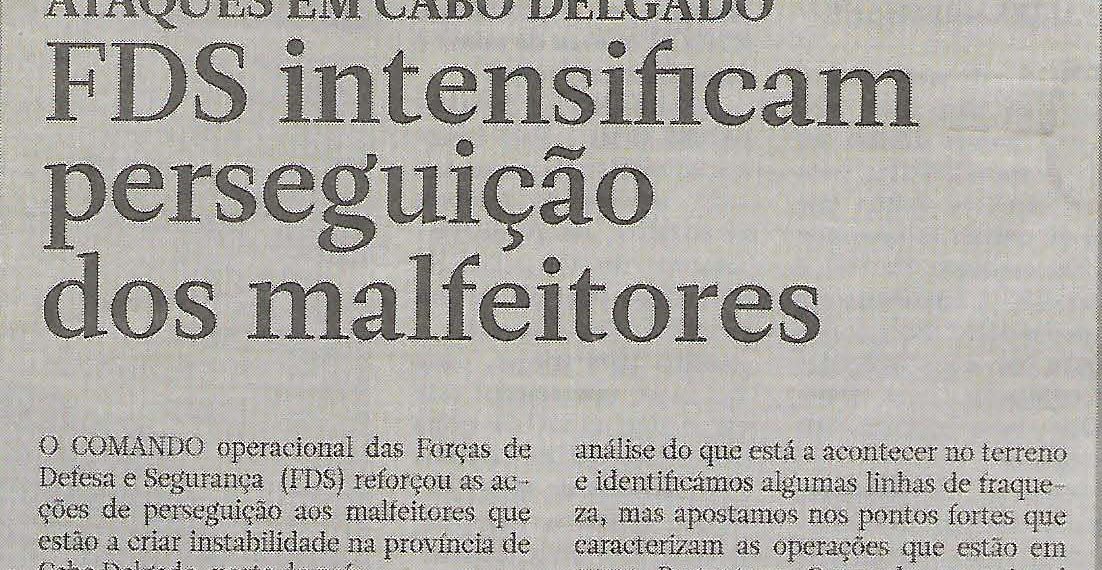 FDS intensificam perseguição dos malfeitores – 11 de Junho de 2018