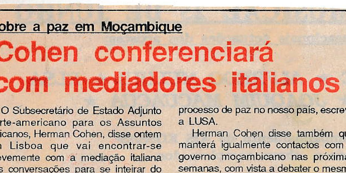 Cohen conferenciará com mediadores italianos – 22 de Junho de 1991