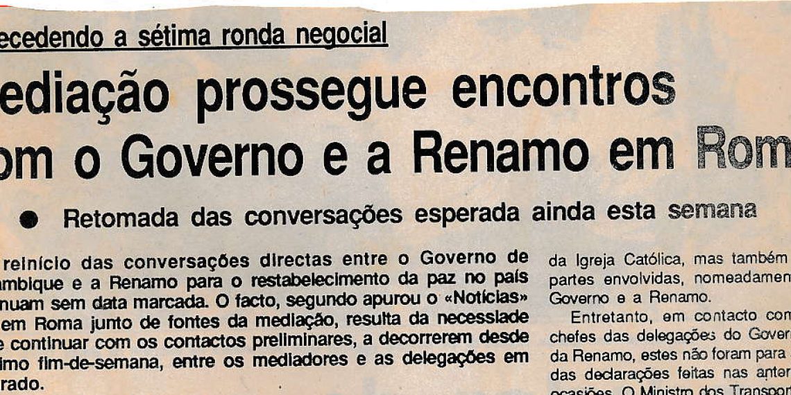 Mediação prossegue encontros com o Governo e a RENAMO em Roma – 24 de Julho de 1991