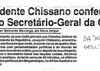 Presidente Chissano conferencia com o Secretário-Geral da Organização das nações Unidas (ONU) – 8 de Setembro de 1882