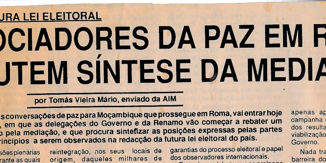 Negociadores da paz em Roma discutem síntese da mediação – 3 de Fevereiro de 1992