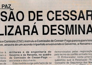 Processo de paz – Comissão de Cessar-Fogo fiscalizará desminagem – 7 de Janeiro de 1993