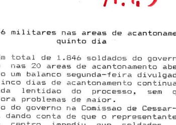 Moçambique – 1.846 militares nas áreas de acantonamento ao fim do quinto dia – 7 de Dezembro de 1993
