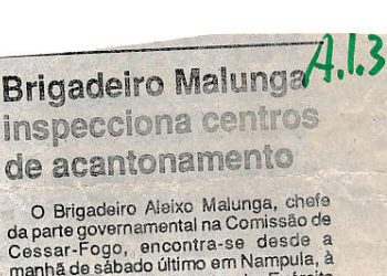 Brigadeiro Malunga inspecciona centros de acontecimento – 8 de Novembro de 1993