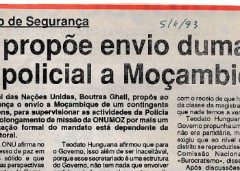 Ghali propõe envio duma força policial a Moçambique – 5 de Novembro de 1993
