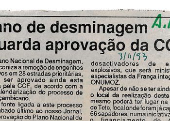 Plano de desminagem aguarda aprovação da Comissão de Cessar-Fogo (CCF) – 3 de Novembro de 1993