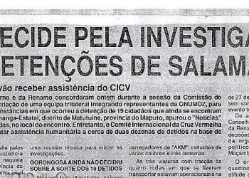 Comissão de Cessar-Fogo (CCF) decide pela investigação das detenções de Salamanga – 6 de Julho de 1993
