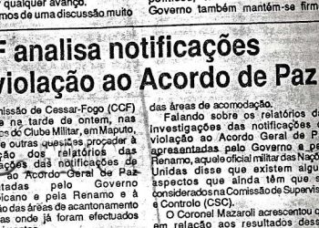 Comissão de Cessar-Fogo (CCF) analisa notificações de violação de Acordos de Paz – 18 de Agosto de 1993