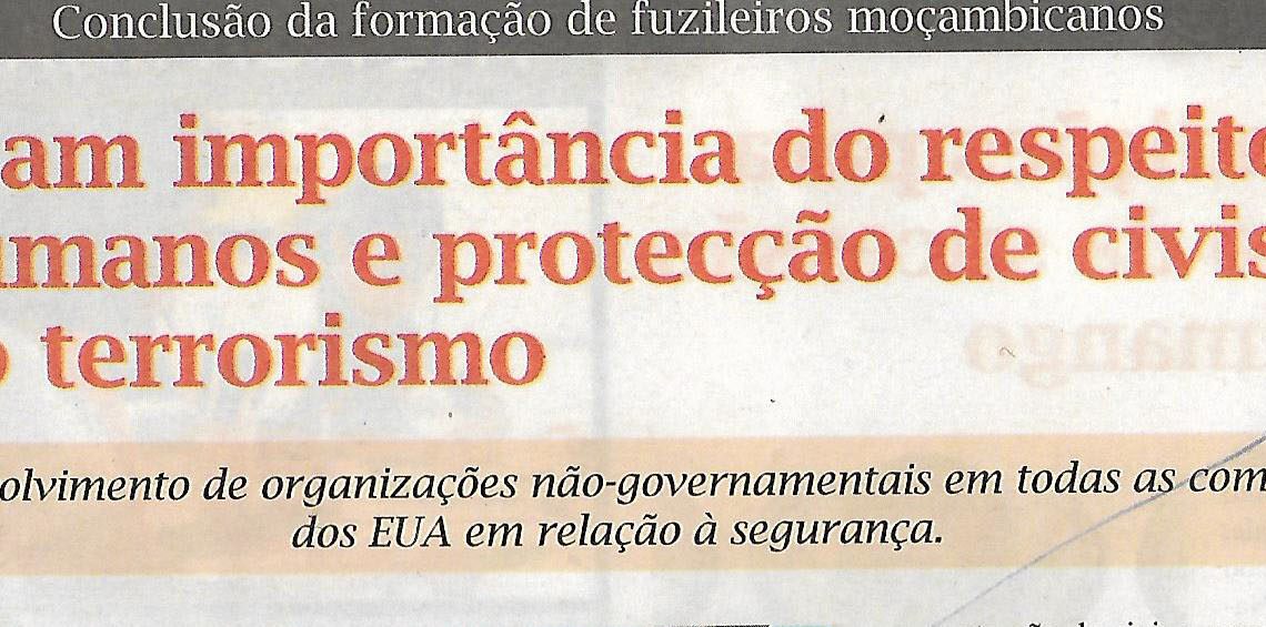 Conclusão da formação de fuzileiros moçambicanos – Estados Unidos da América (EUA) destacam importância do respeito pelos Direitos Humanos e protecção de civis no combate ao terrorismo – 12 de Maio de 2021