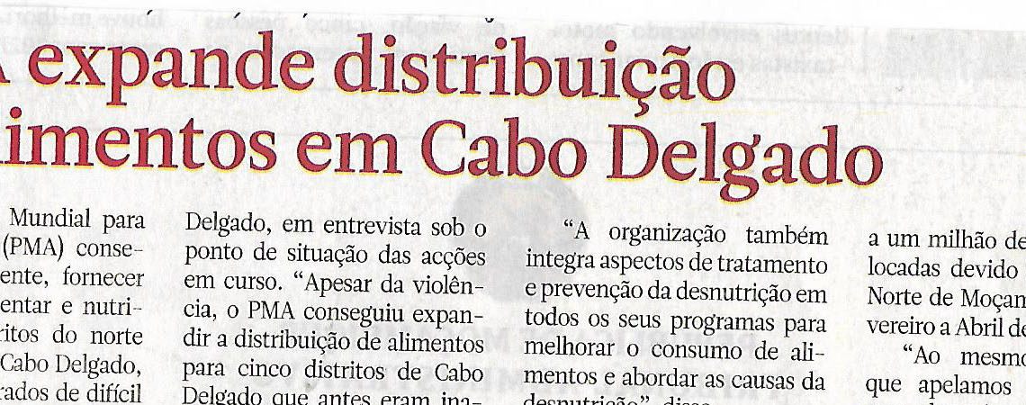 Programa Mundial para a Alimentação (PMA) expande distribuição de alimentos em Cabo Delgado – 3 de Janeiro de 2023