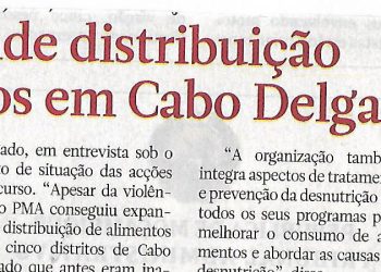 Programa Mundial para a Alimentação (PMA) expande distribuição de alimentos em Cabo Delgado – 3 de Janeiro de 2023