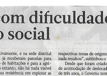 Deslocados com dificuldades de reinserção social – 5 de Janeiro de 2022