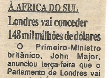África do sul: Londres vai conceder 148 mil milhões de dólares – 25 de Setembro de 1994