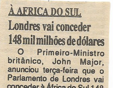 África do sul: Londres vai conceder 148 mil milhões de dólares – 25 de Setembro de 1994