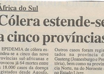 Cólera estende-se a cinco províncias – 13 de Janeiro de 2001
