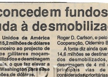 EUA concedem fundos de ajuda à desmobilização – 04 de Outubro de 1994