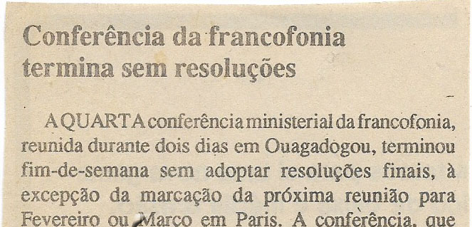 Conferência da francofonia termina sem resoluções – 12 de Dezembro de 1994