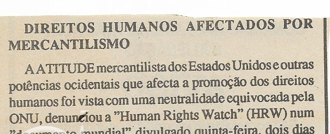 Direitos humanos afectados por mercantilismo – 10 de Dezembro de 1994