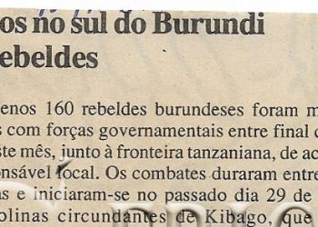 Mortos no sul do Burundi 160 rebeldes – 13 de Maio de 2000