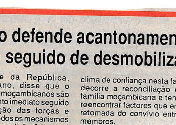 Chissano defende acantonamento imediato seguido de desmobilização – 20 de Outubro de 1993