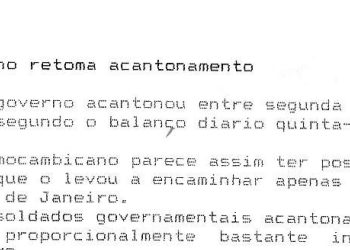 Moçambique – Governo retoma acantonamento – 21 de Janeiro de 1994