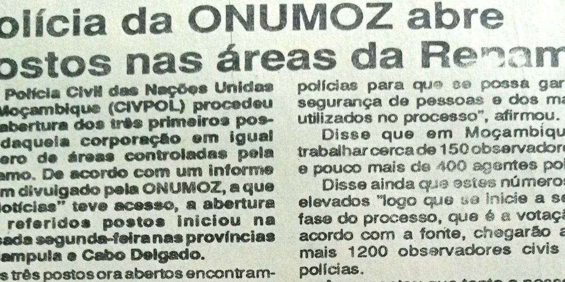 Policia da Organização das Nações Unidas para Moçambique (ONUMOZ) abre postos nas áreas da RENAMO – 1 de Junho de 1994