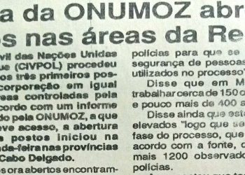 Policia da Organização das Nações Unidas para Moçambique (ONUMOZ) abre postos nas áreas da RENAMO – 1 de Junho de 1994