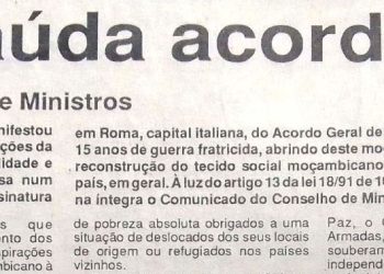 Governo saúda acordo de Roma – 5 de Outubro de 1992