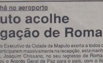Maputo acolhe delegação de Roma – 6 de Outubro de 1992