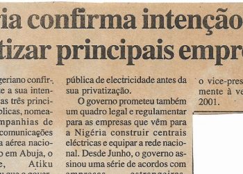 Nigéria confirma intenção de privatizar principais empresas – 24 de Novembro de 2000