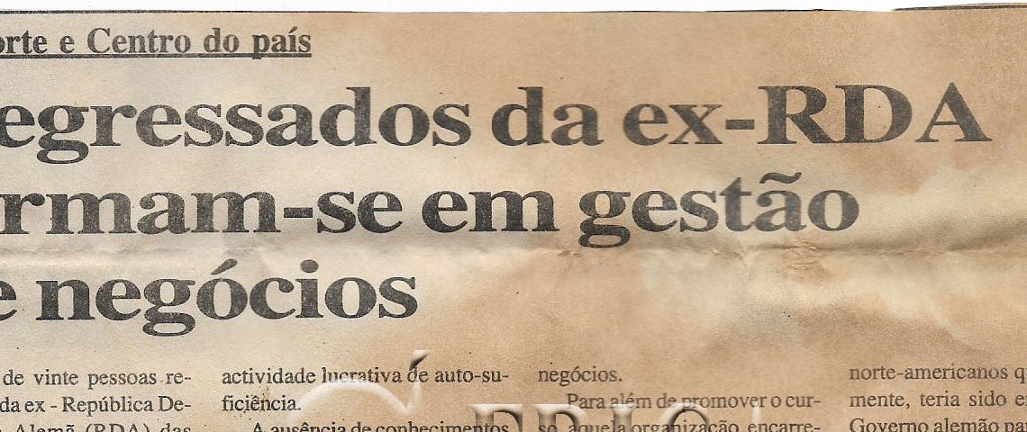Do Norte e Centro do país: Regressados da ex-RDA formam-se em gestão de negócios – 24 de Novembro de 2000