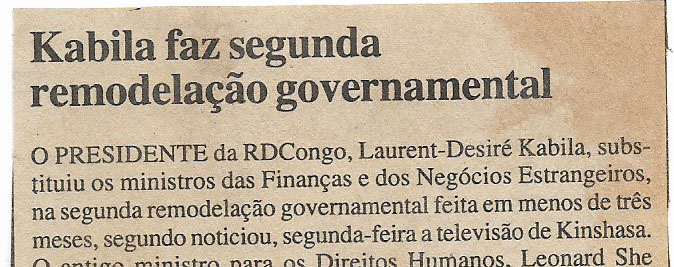 Kabila faz segunda remodelação governamental – 23 de Novembro de 2000
