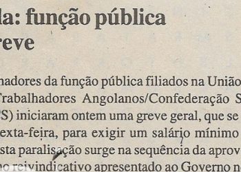 Angola: Função pública em greve – 09 de Janeiro de 2001