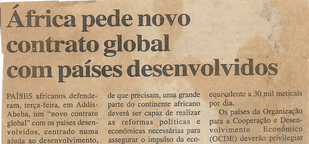 África pede novo contrato global com países desenvolvidos – 23 de Novembro de 2000