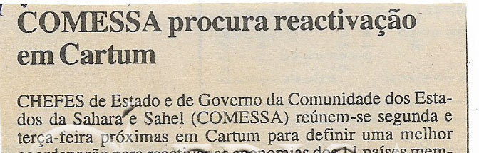 COMESSA procura reactivação em Cartum – 10 de Fevereiro de 2001