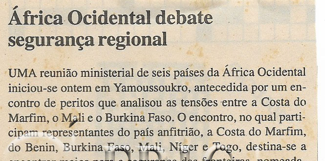 África Ocidental debate segurança regional – 26 de Janeiro de 2001