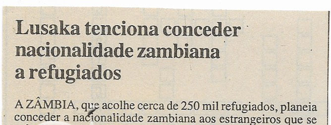 Lusaka tenciona conceder nacionalidade zambiana a refugiados – 10 de Fevereiro de 2001                                      