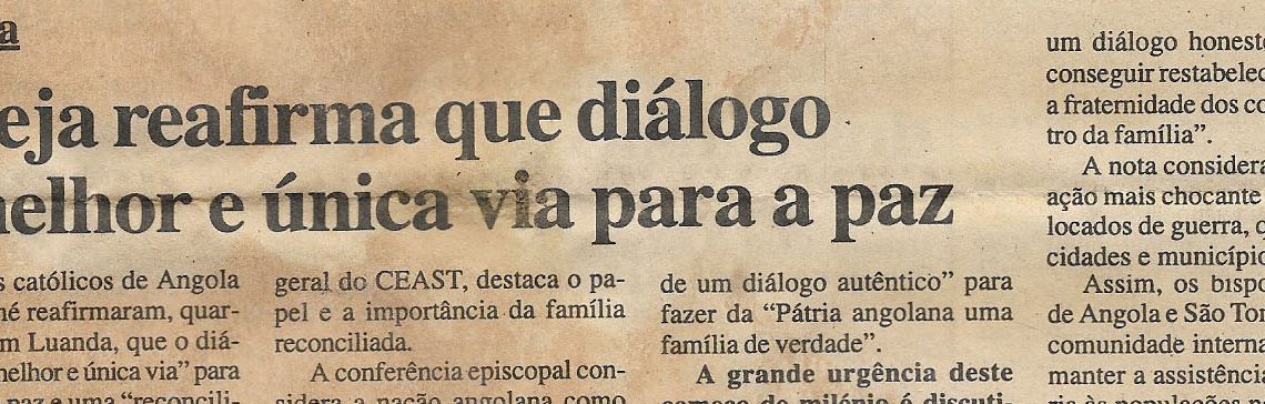 Angola: Igreja reafirma que diálogo é melhor e única via para a paz – 24 de Novembro de 2000