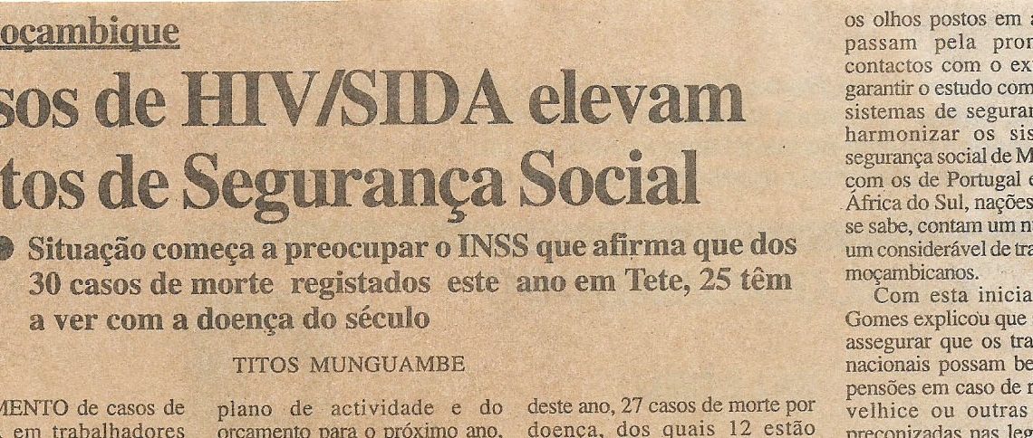 Em Moçambique: Casos de HIV/SIDA elevam custos de Segurança Social – 24 de Novembro de 2000