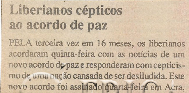 Liberianos cépticos ao acordo de paz – 24 de Dezembro de 1994