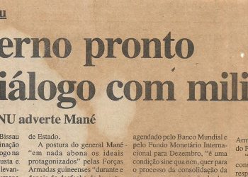 Governo pronto ao diálogo com militares – Organização das Nações Unidas adverte Mané – 23 de Novembro de 2000