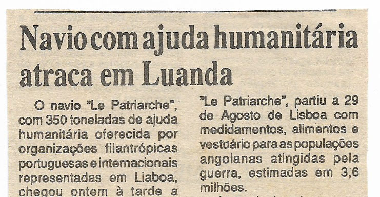 Navio com ajuda humanitária atraca em Luanda – 25 de Setembro de 1994