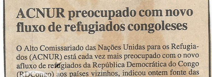Alto Comissariado das Nações Unidas para os Refugiados (ACNUR) preocupado com novo fluxo de refugiados congoleses – 24 de Novembro de 2000