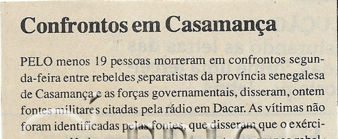 Confrontos em Casamança – 19 de Abril de 2000