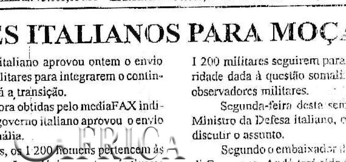 Militares italianos para Moçambique – 10 de Dezembro de 1992